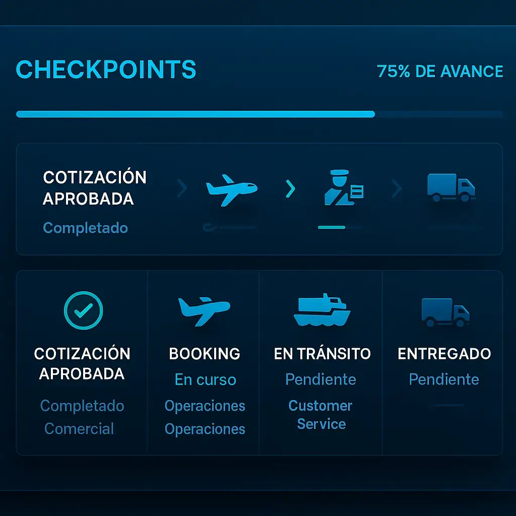 Línea de tiempo operativa con checkpoints