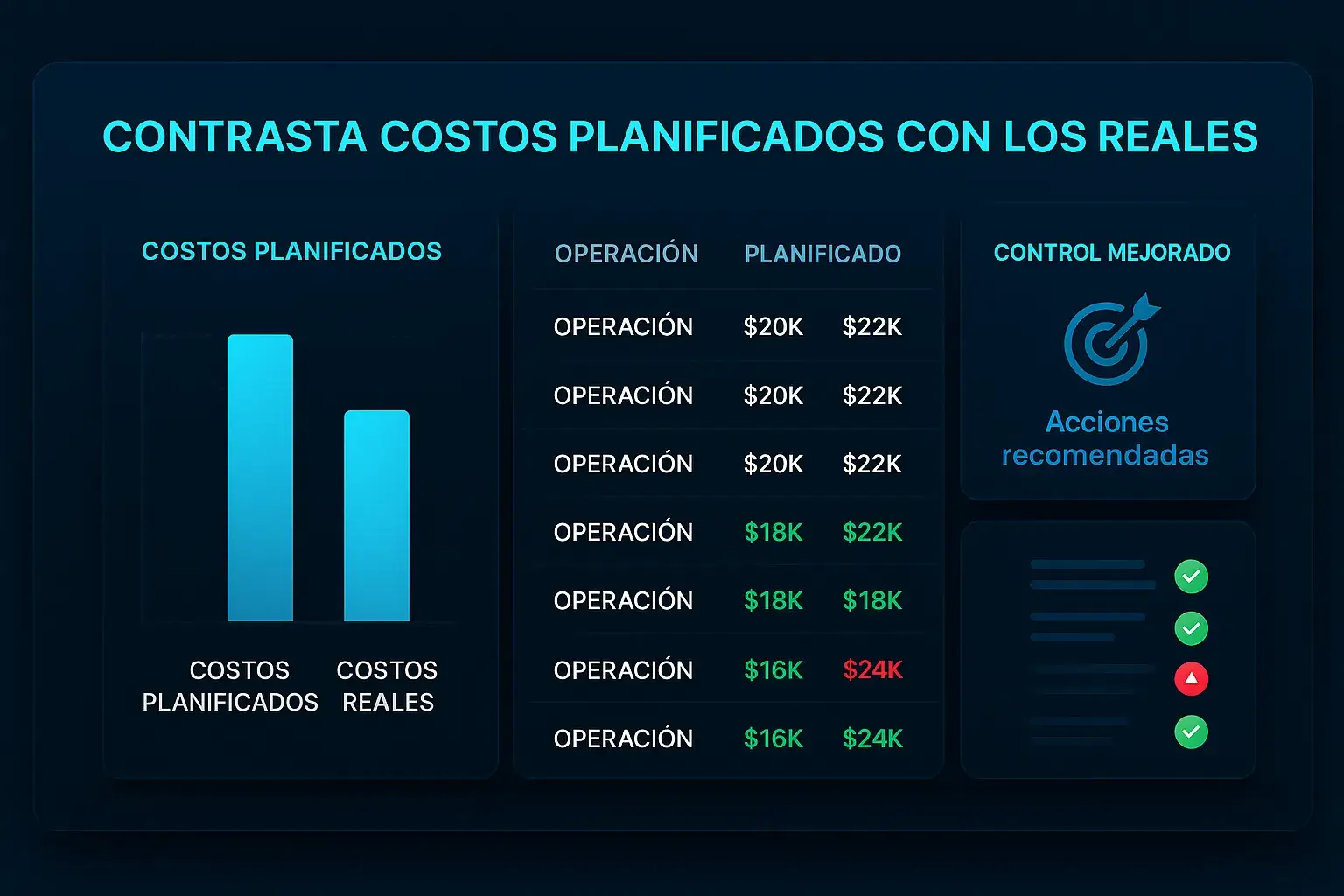 Control de costos planificados vs reales