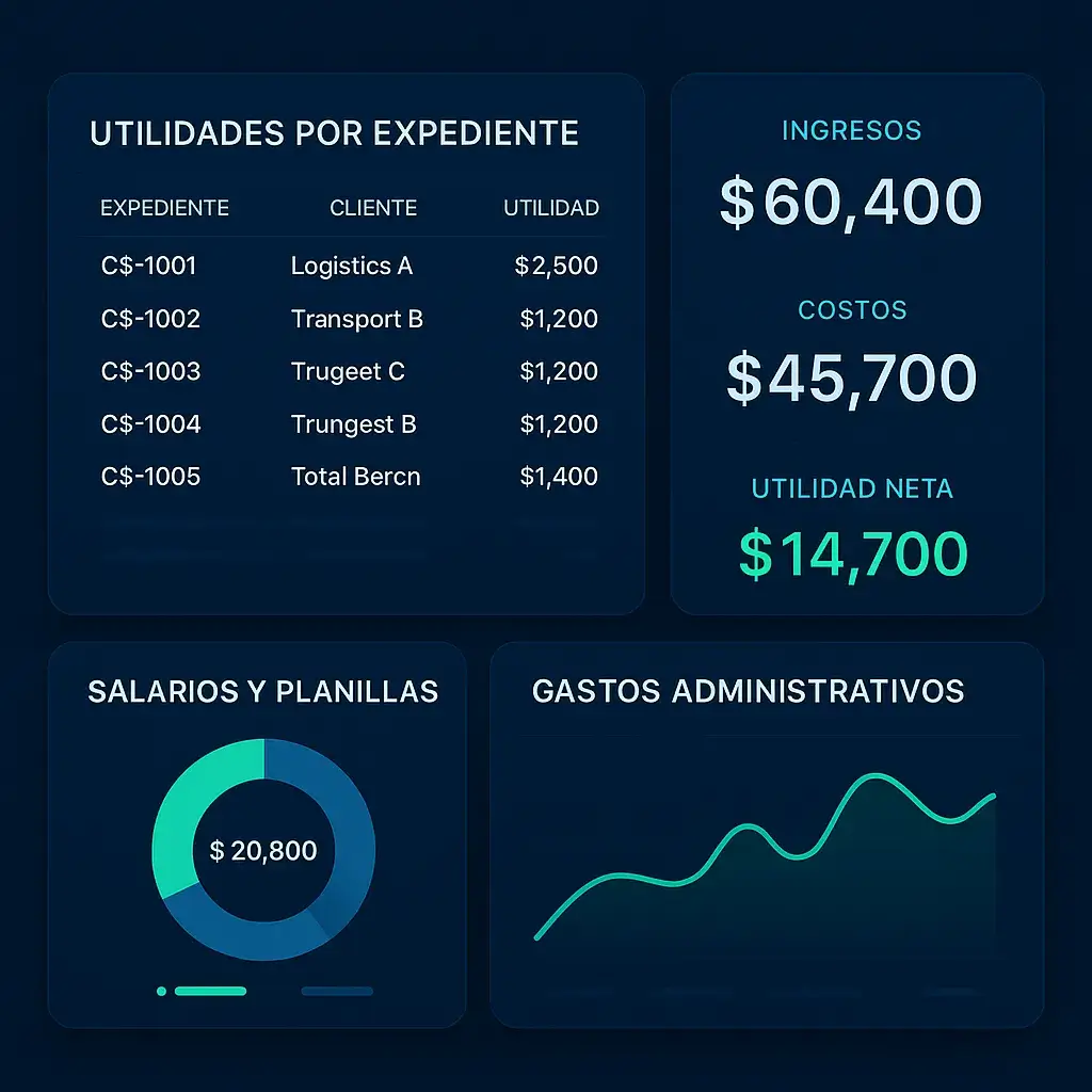 Paneles financieros conectados a la operación
