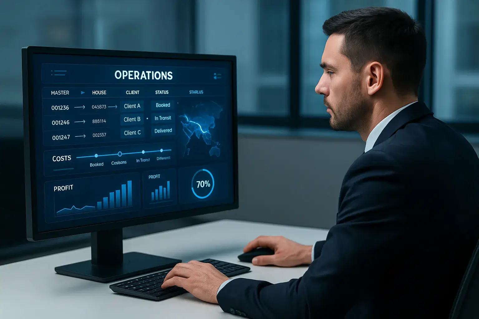 Pantalla del módulo de Operaciones con flujo y controles integrados